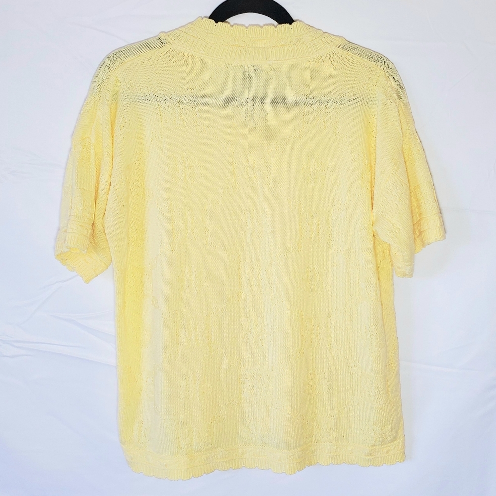 Vintage Pastel Textured Floral Butter Yellow Sweater Top - Picture 5 of 8